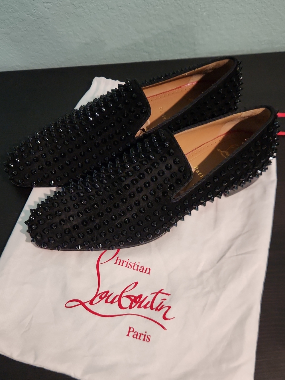Christian Louboutin Dandelion Spikes Loafers - Veau velours leather and spikes